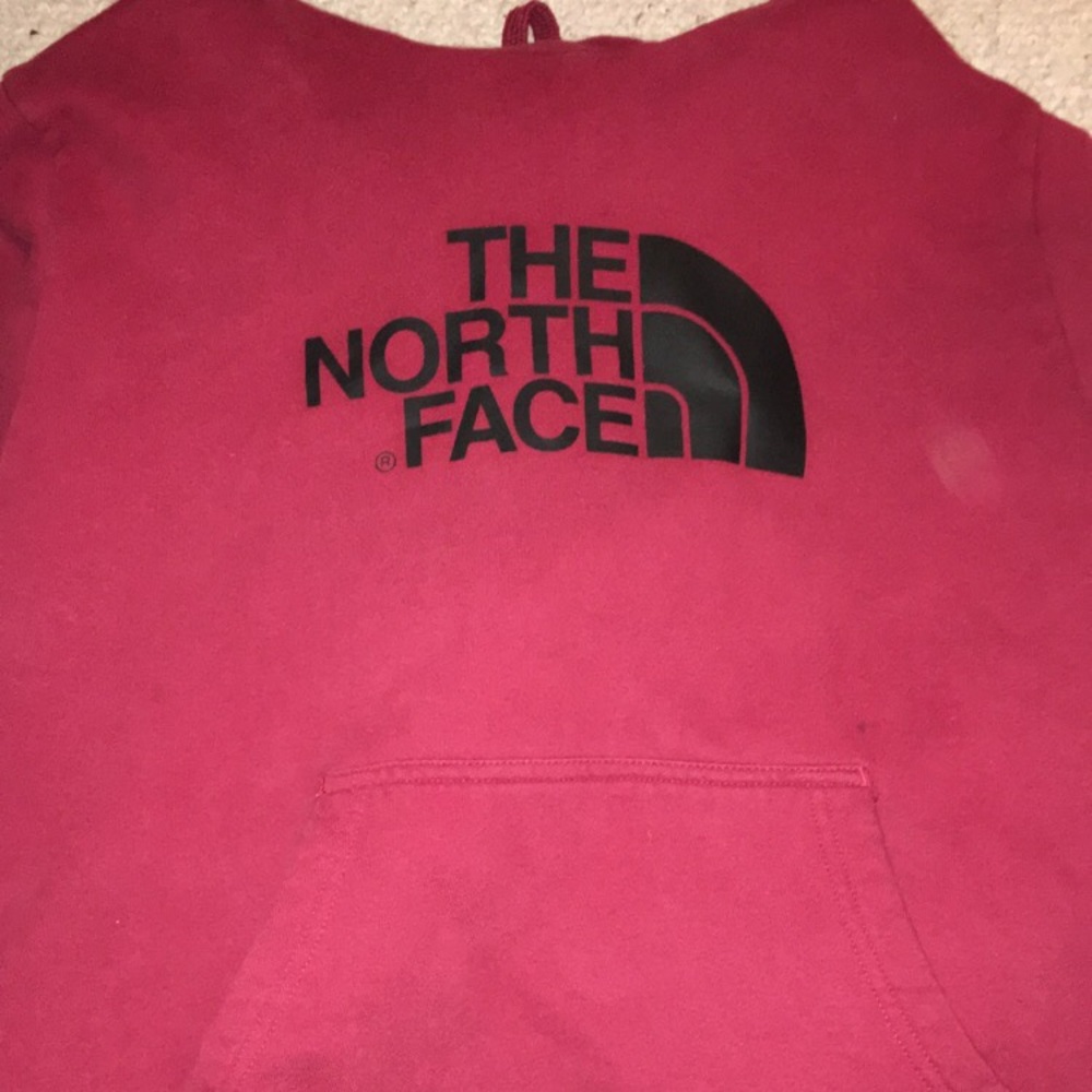 Men’s small red North Face hooded sweatshirt